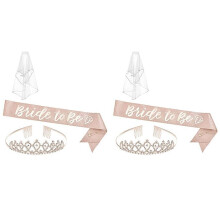 2X Bachelorette Party Decorations Rose Gold Glitter Kit Bridal Shower Supplies  to Be Sash, Tiara,
