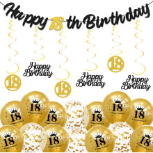 Kit de Decoración para el 60 Cumpleaños Pancarta Globos Conjunto Negro Dorado — articulos fiesta adulto
