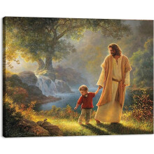Cuadro Jesús Sostiene Mi Mano Decorativo en Marco Religioso 40x60 cm — arte mural religioso, decoracion salon espiritual