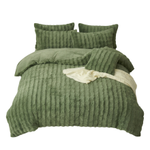 Winter Bedding Set Plush Soft Warm Flannel Green 155x220 cm — flannel bedding 155x220, winter bedding set