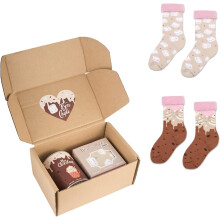 Chaussettes pour Enfants en Coton Lot de 2 Paires Colorées Marron Rose 30-35 — chaussettes fille garcon