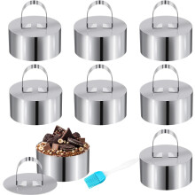 Moldes de Acero para Pastel y Postres, Set de 8 Piezas Plateadas, 8x4 cm — aros emplatado, utensilios reposteria