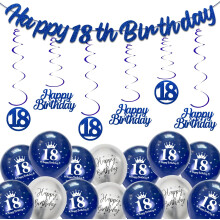 Set de Decoraciones para el 60º Cumpleaños Pancarta y Globos Azules Plateados — articulos fiesta adulto