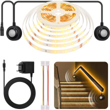 Tira LED con Sensor de Movimiento 5 m Doble Tira de Luz para Debajo de la Cama Blanca — iluminacion nocturna dormitorio