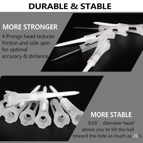 250Pcs  Tee Double Layer Plastic  Tee Soft Low Resistance    Training Tool White 2