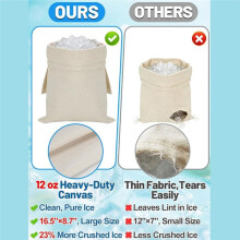 2 Pack Vergrote Canvas IJs Crusher Tassen met 1 Hamer -16.5" X 8.7" Herbruikbare Lewis Tassen met Houten Hamer voor Thuis