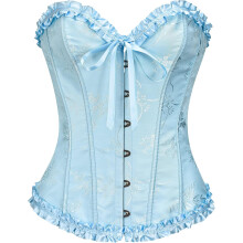 Damenkorsett Top Figurformend Sexy und Elegant Blau S — damen korsett, formendes top, korsett vintage, schnürkorsett
