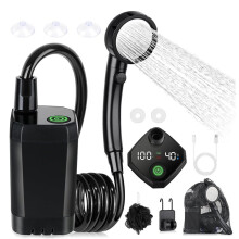 Portable Shower for Camping, 6000mAh Rechargeable Camping Shower, 4 Nozzle Modes