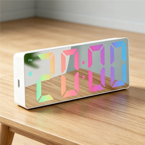 Digital Alarm Clock with LED Display, Voice Control, and Temperature Display for Home and 2