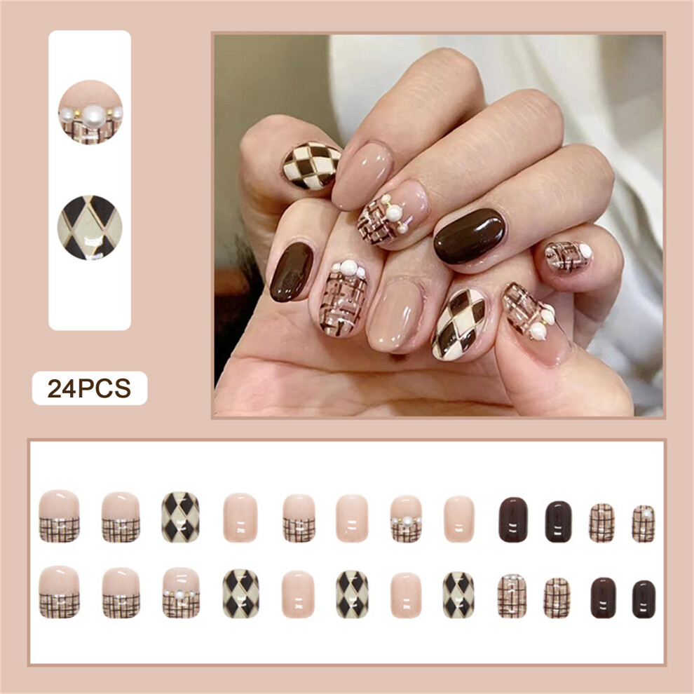 Reach-Tools 24Pcs Caramel Diamond Fake Nails