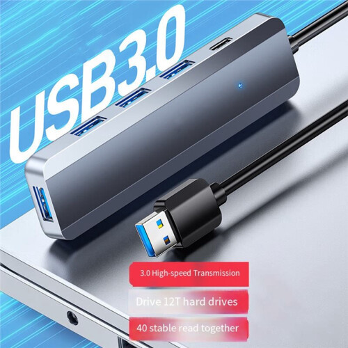 4 USB 3.0 HUB High Speed USB Hub Type-C Port Splitter Adapter for ...