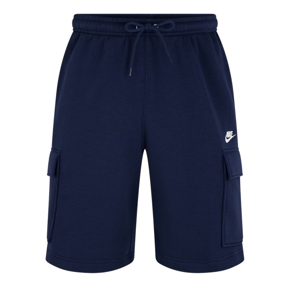 Nike (M, Obsidian Blue/White) Mens Sportswear Club Fleece Cargo Shorts