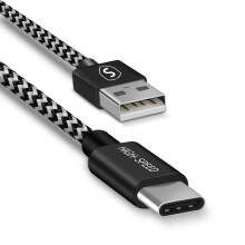 Skin USB-C Kabel 2.1A, 1.5m - Zwart/Wit