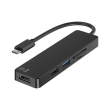 5-in-1 USB-C adapter HDMI 4K MicroSD, max 15W, 5V, 3A - Zwart