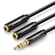 Ugreen 3,5 mm hoofdtelefoonsplitter mini-jack AUX, 25 cm - Zwart