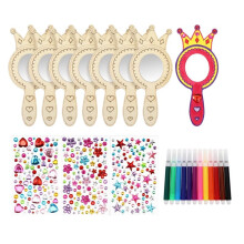 Handheld Mirrors for Kids DIY Wood Mirrors Crown Shape Unfinished Wood Kit for Art Activities