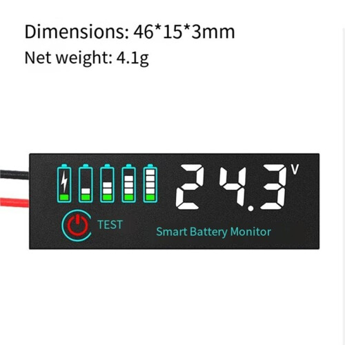 7-55V Universal Battery Charge Indicator Panel LED Indicator Acid/Lithium Battery Voltage Charge Indicator White 2