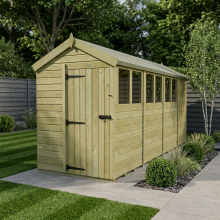 5 x 15 Apex Shed Tanalised (Single Door, With Windows)