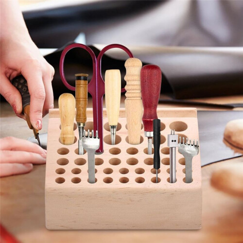 46 Holes Leather  Tool Holder, Leather Working Tool Holder,for Leather Working and Punch Tools Organizer Storage 1