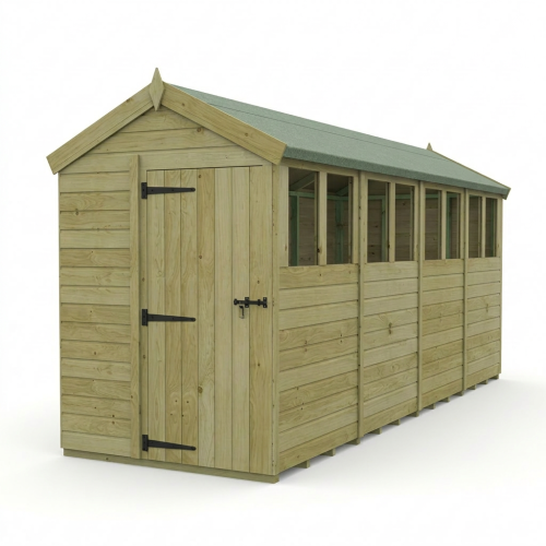 5 x 16 Apex Shed Tanalised (Single Door, With Windows) 1