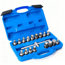 18pcs Oil Drain Plug Removal Tool Set 3/8-Inch Drive Nut Adaptor Tool for Auto Repair, Hexagon & Square Socket Kit