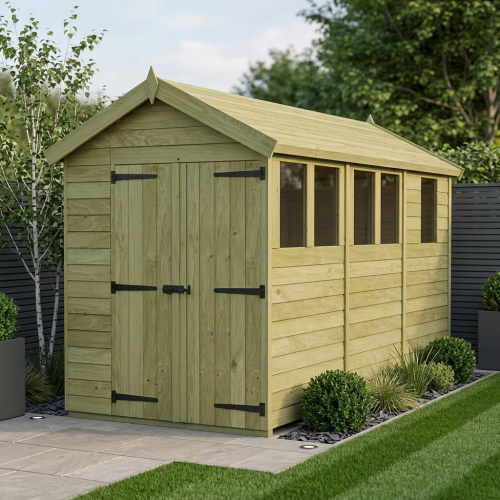 6 x 13 Apex Shed Tanalised (Double Door, With Windows)