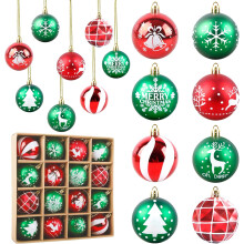 Adornos para Árbol de Navidad Antirotura, Juego de 16 Piezas, 6 cm, Rojo Verde — bolas navidad plastico