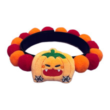 (Pumpkin) Halloween Pet Collar with Pom Pom, Adjustable Cat Dog Neckband