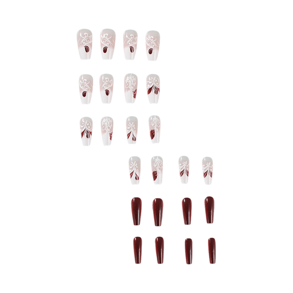 Dcph-Clothing Floral Retro Fake Nails - Easy Diy Application