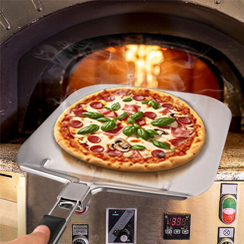 Pá para Pizza de 12 Polegadas, Conjunto de Pá para Pizza com Cortador (12 X 16 Polegadas), Pá de Pizza de Metal com Cabo Dobrável e Espátula para 1