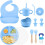 Set d’alimentation pour bébé en silicone avec ventouse, 7 éléments, bleu — vaisselle bebe blw 1