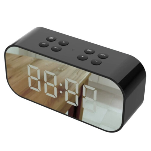 Alarm Clock with  Speaker Small Digital Clock for Heavy Sleepers Mirror LED Display 1