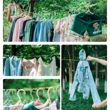 BAI DEER Tragbare Outdoor-Wäscheleine, Camping, Reisen, Hotel, Bohrfreies, Winddichtes Trockenseil mit Clips, Aufbewahrungstasche, Grau