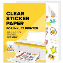 20 Folhas de Papel Adesivo Transparente A4 para Impressora Jato de Tinta, Autoadesivo, 21 X 29,7 cm (8,3 X 11,7 Polegadas)