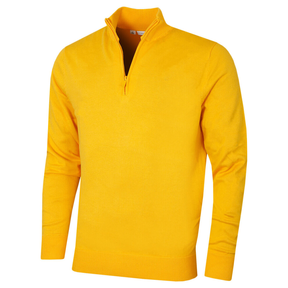 Calvin Klein (L, Sunshine) Mens 2026 Campus 1/2 Zip All Season Easy Care Sweater