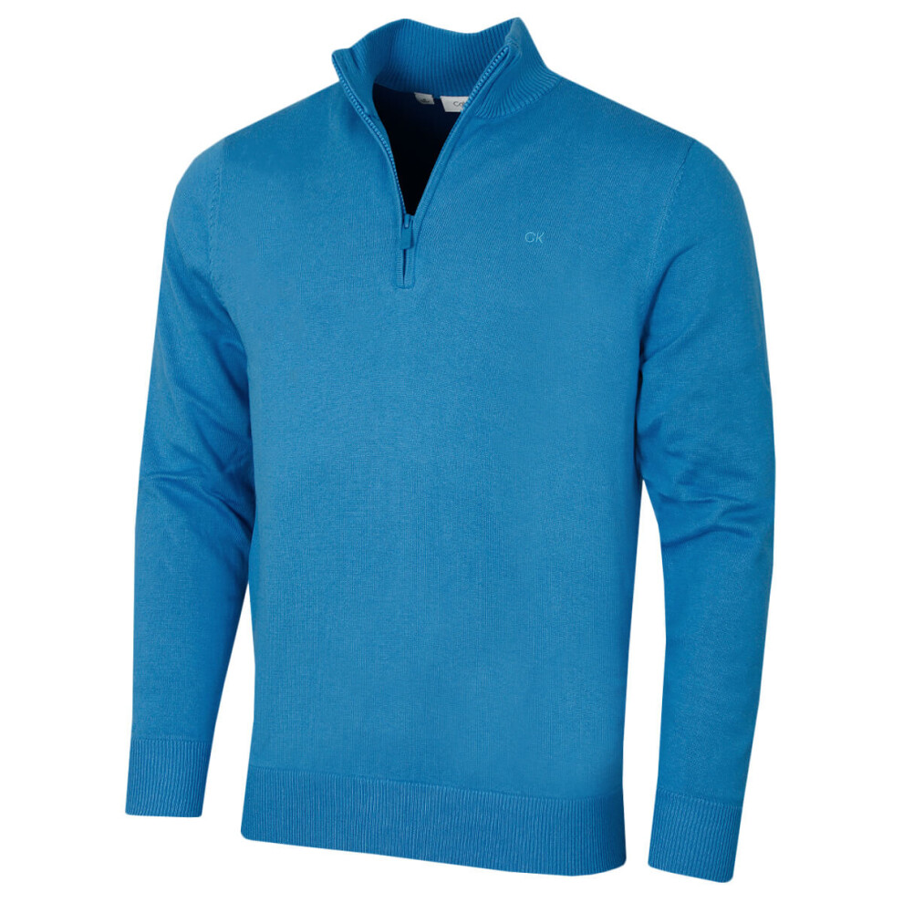 Calvin Klein (Xxl, Summer Blue) Mens 2026 Campus 1/2 Zip All Season Easy Care Sweater