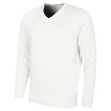 (L, White) Calvin Klein Mens 2026 V-Neck Soft Cotton Easy Care Golf Sweater