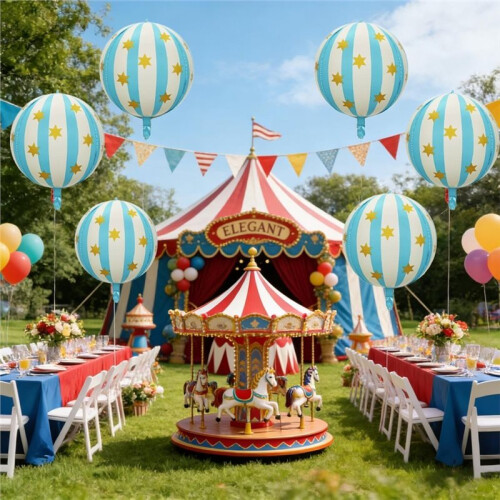 6 Balões de Carnaval 4D de 22 Polegadas com Estrela para Decoração de Festas Temáticas de Carnaval e Circo - Azul 2