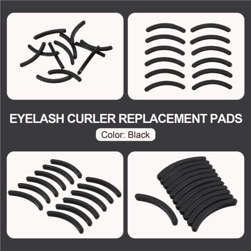 12 Pcs Black Rubber Makeup Tool Eyelash Curler Replacement Pads for Lady 1