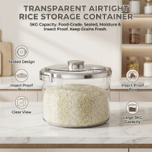 (Transparent silver s, Individual Package) Sealed Rice Container - Moisture & Insect Proof