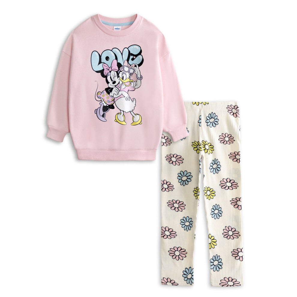 Disney (7-8 Years) Minnie Mouse Sweatshirt And Joggers Set (Girls Pink)