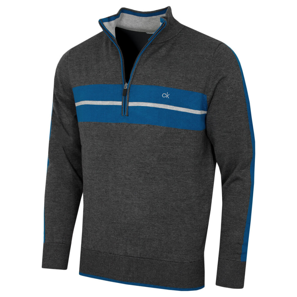 Calvin Klein (L, Charcoal) Mens 2026 Golf Vertex Half Zip Neck Pullover Sweater