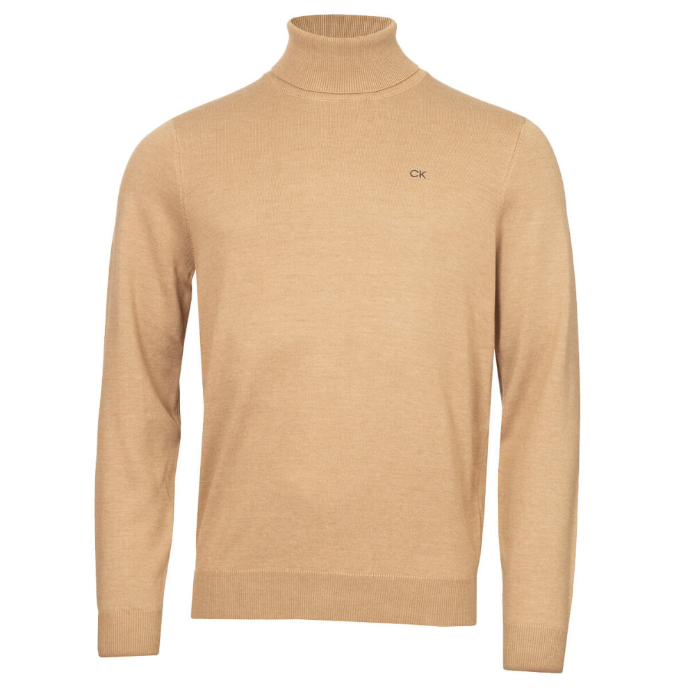Calvin Klein (Xxxl, Tan) Mens 2026 Ck Roll Neck Rib Knit Durable Sweater