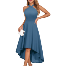 Robe midi élégante cocktail soirée occasionnelle bleue XL — tenue mariage femme, robe invité cérémonie