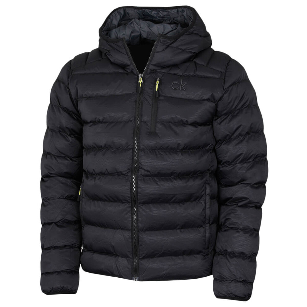 Calvin Klein (Xxl, Black/Lime) Mens 2026 San Gabriel Padded Woven Jacquard Jacket