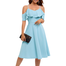 Elegantes Midikleid Cocktail Abendgarderobe Ballkleid Flatterndes Blau XXL — blaues midikleid, cocktailkleid xxl