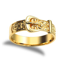 (M) Jewelco London Men's Solid 9ct Yellow Gold Single Buckle Ring - JRN021