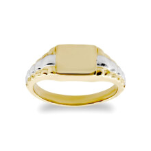 (E) Jewelco London Kids Solid 9ct Yellow and White Gold Watch Link Signet Baby Ring - JBR020