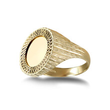(M) Jewelco London 9ct Gold Tree Barked Quarter Sovereign Coin Mount Ring - Gold-plated Silver Cup - JRN183-Q