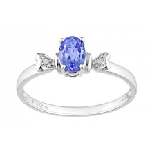 (L) Jewelco London 9ct White Gold Round 1pts Diamond Oval 1/2ct Tanzanite Heart Engagement Ring - PR0AXL7995WTanz
